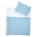Musselin Babybett-Set, 80x70 + 30x40 cm Blau, Weiß