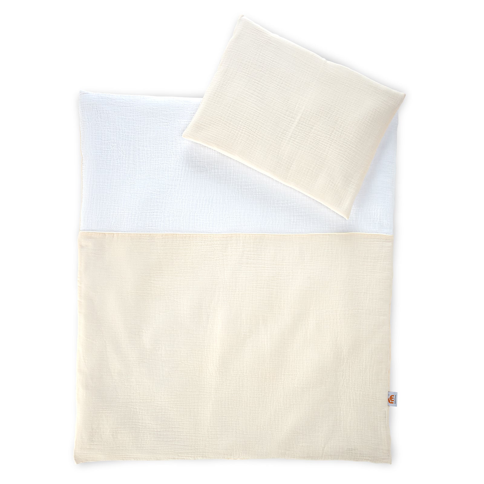 Musselin Babybett-Set, 80x70 + 30x40 cm einfarbig Creme