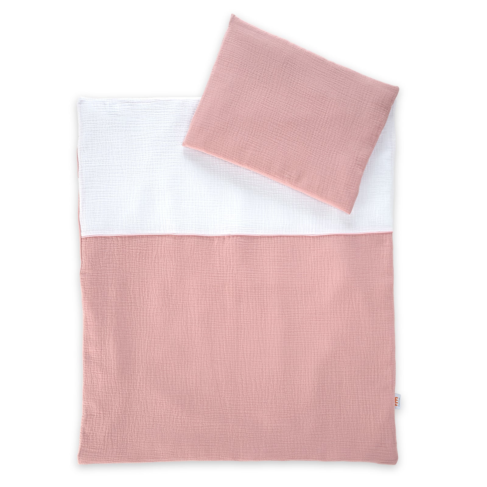 Musselin Babybett-Set, 80x70 + 30x40 cm einfarbig Rosa