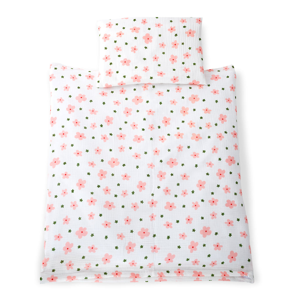 Musselin Textil-Komplettset für Beistellbett Blumen