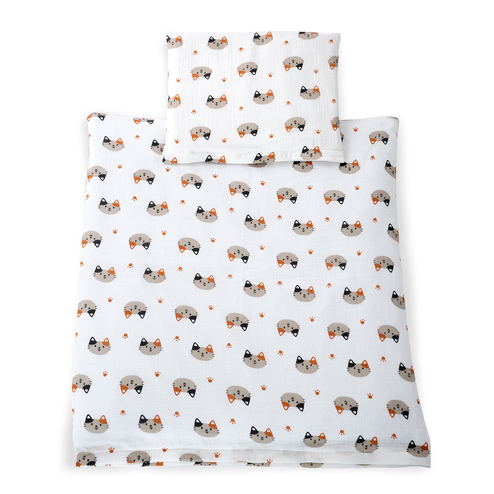 Musselin Babybett-Set Katzen, 80x70 + 40x30 cm