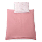 Musselin Babybett-Set Rosa Blümchen, 80x70 + 40x30 cm
