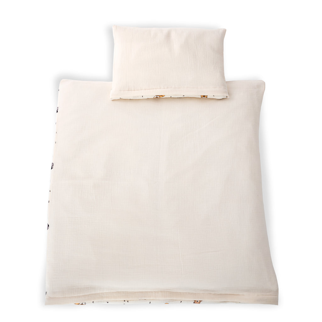 Musselin Babybett-set Tierchen, 80x70 + 40x30 cm