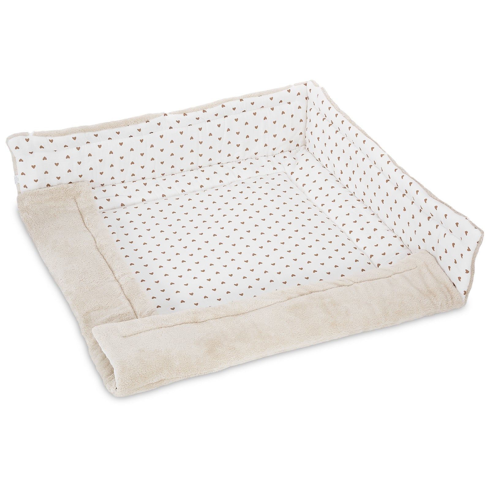 Teddy / Musselin Laufgittereinlage 100x100 Herzen