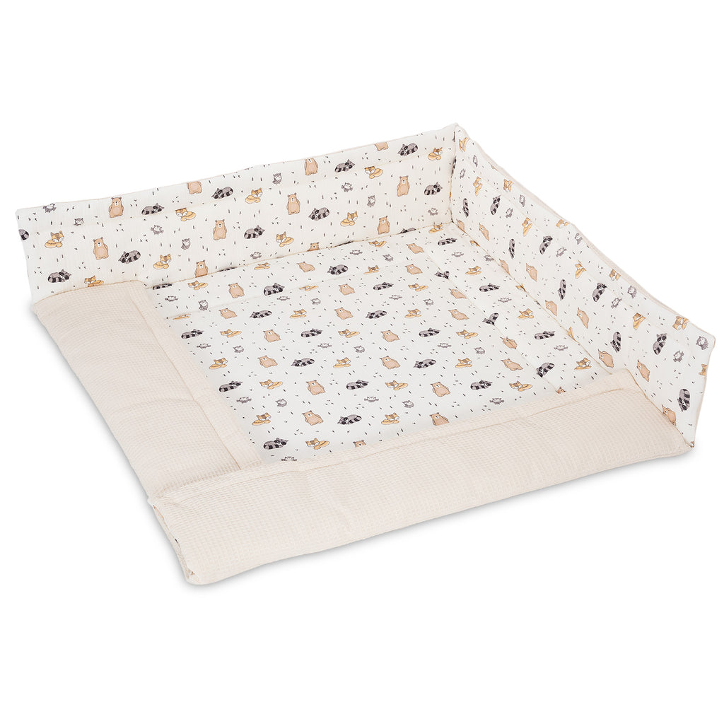 Waffel / Musselin Laufgittereinlage 100x100 Tierchen