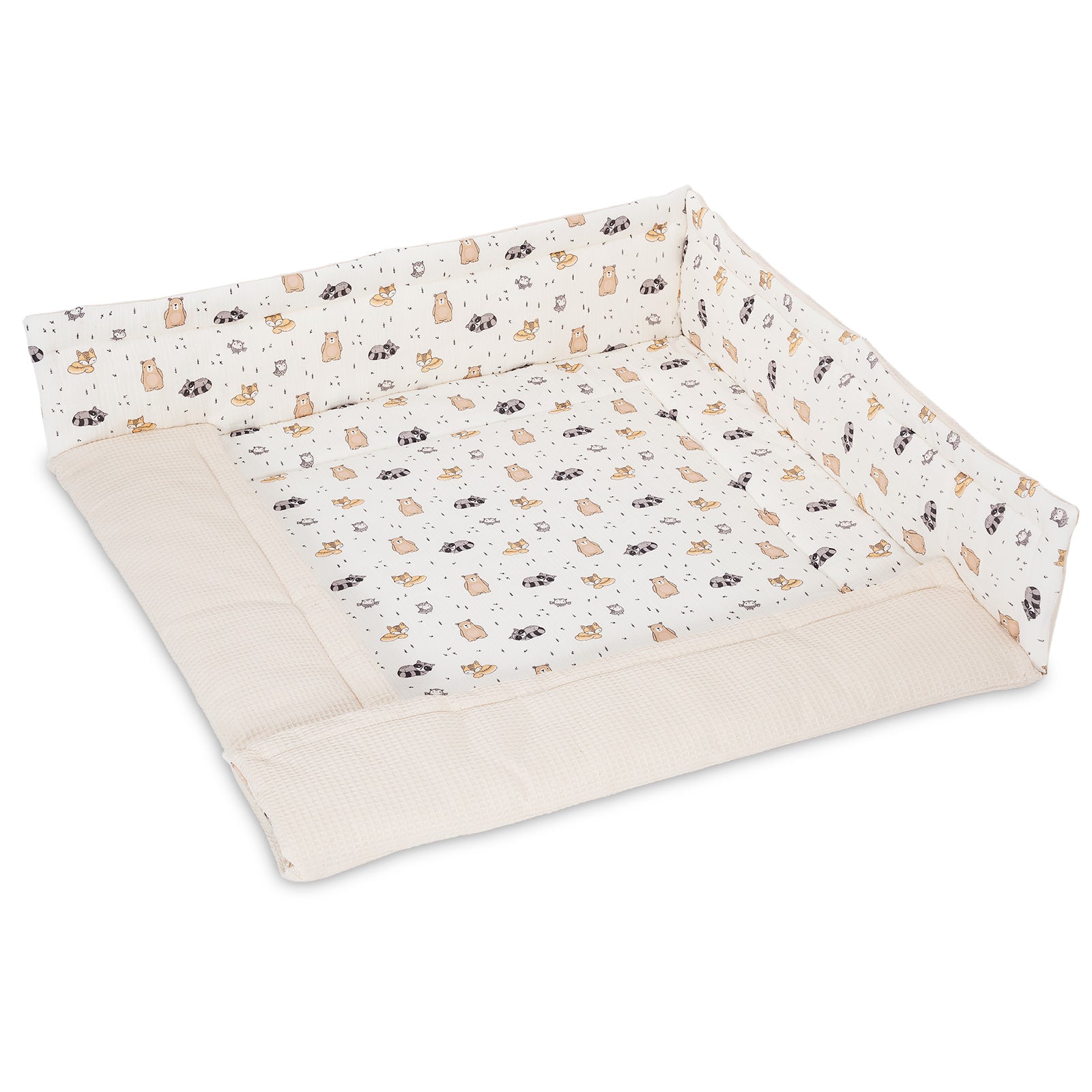 Waffel / Musselin Laufgittereinlage 100x100 Tierchen