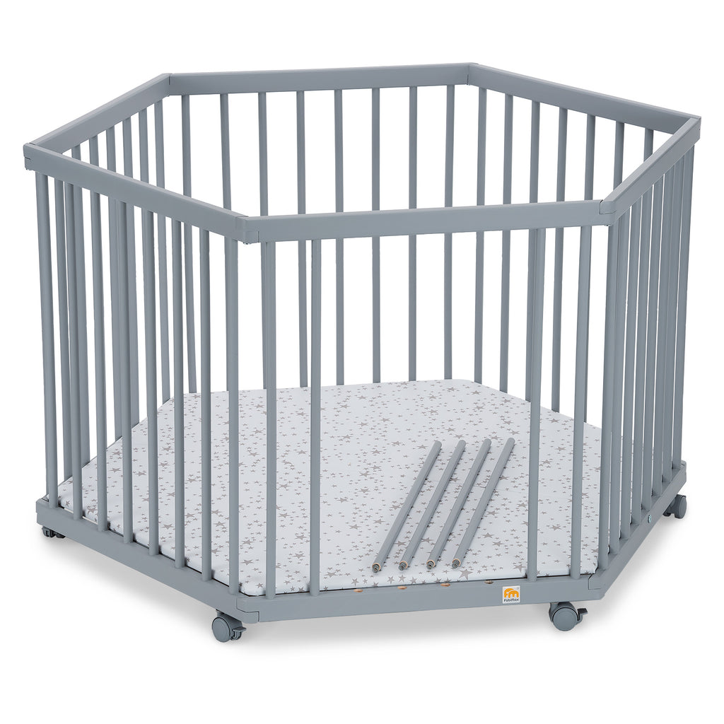 Playpen hexagonal painted grey