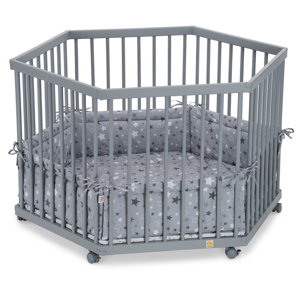 Playpen hexagonal painted grey