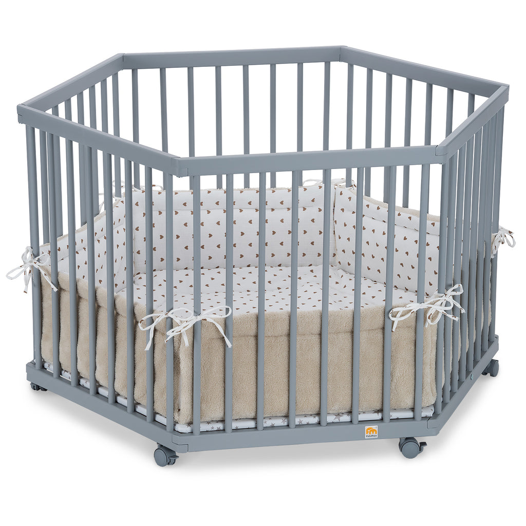Playpen hexagonal painted grey