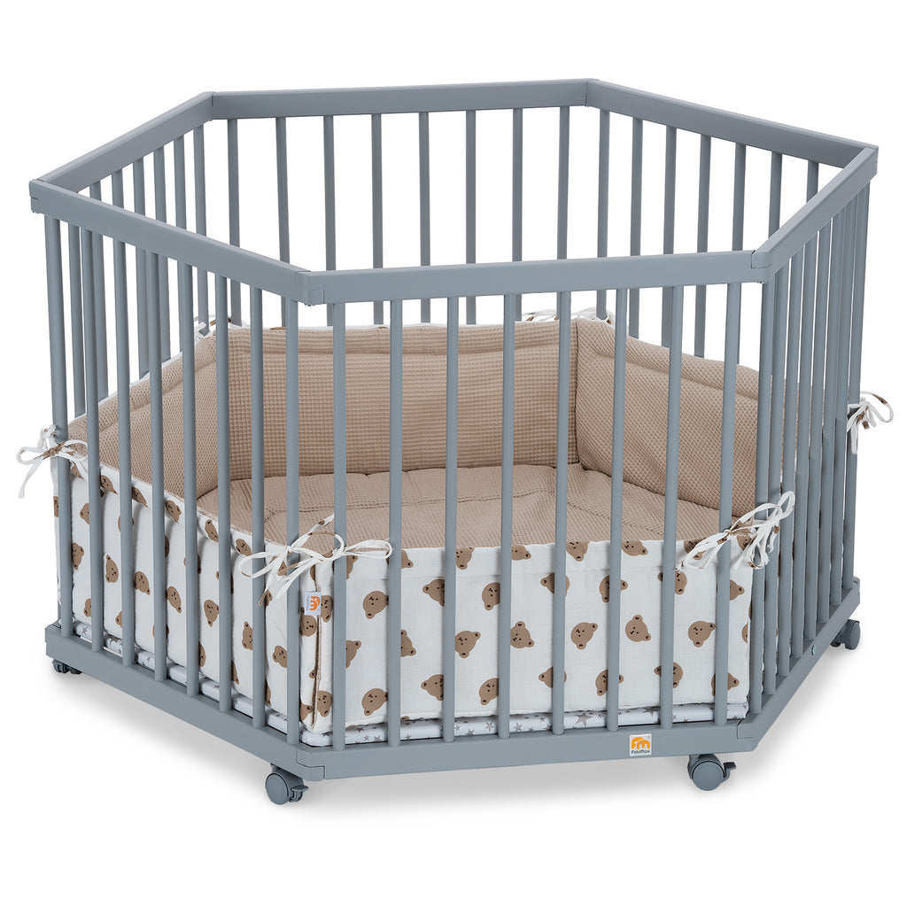 Playpen hexagonal painted grey