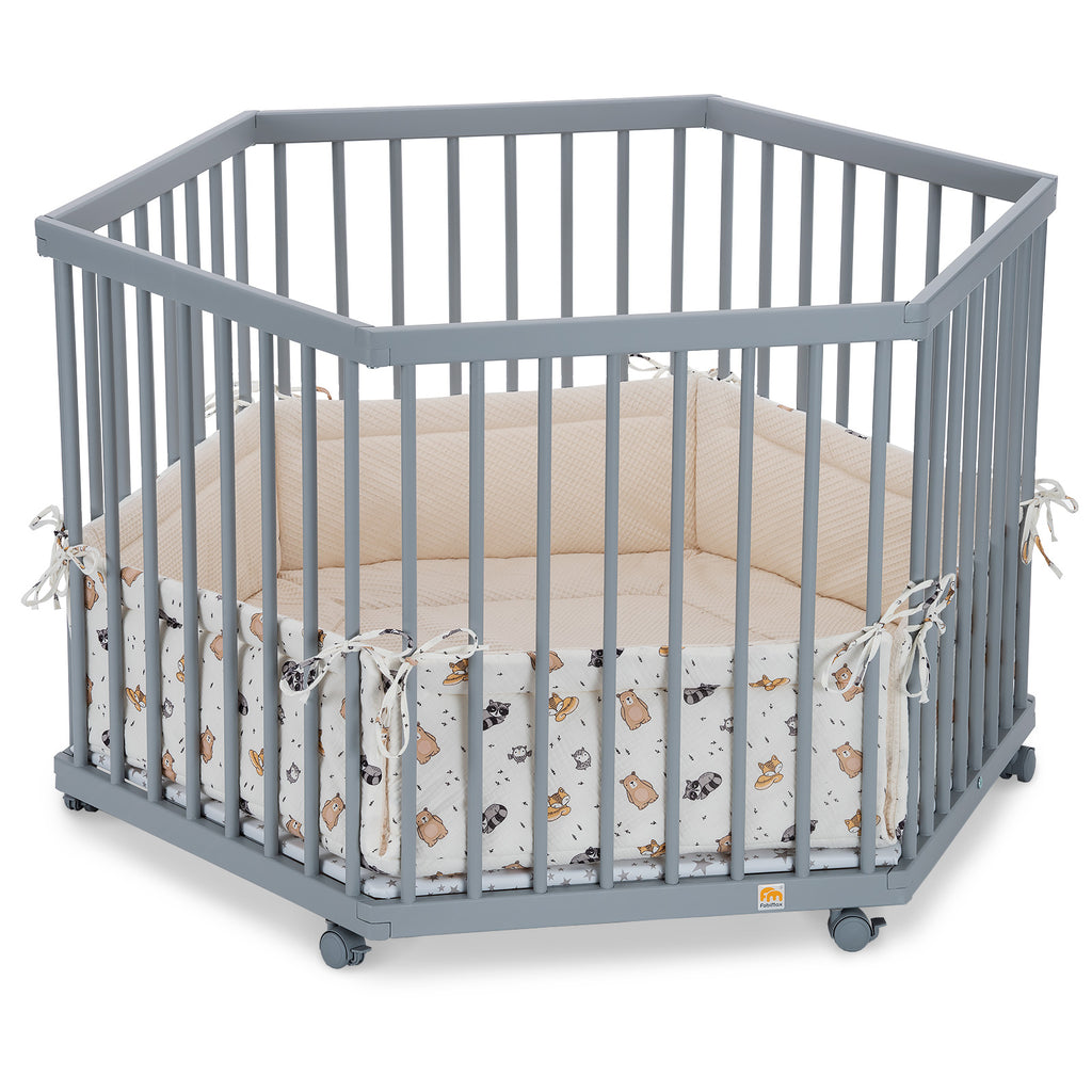 Playpen hexagonal painted grey
