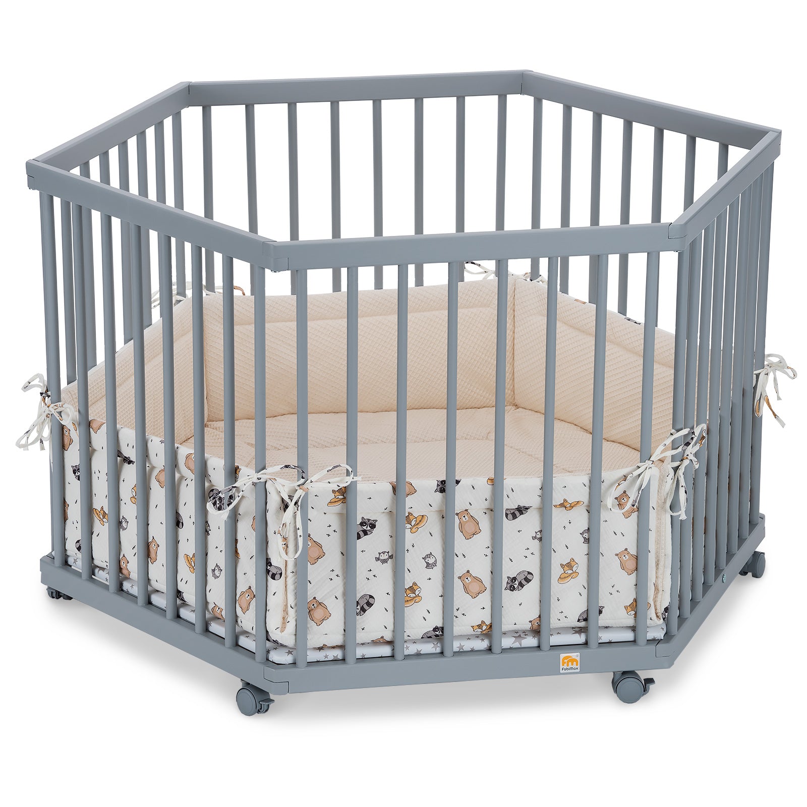 Playpen hexagonal painted grey