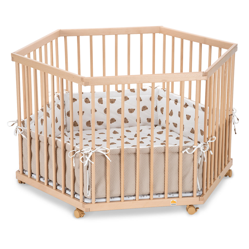 Playpen hexagon clear varnished