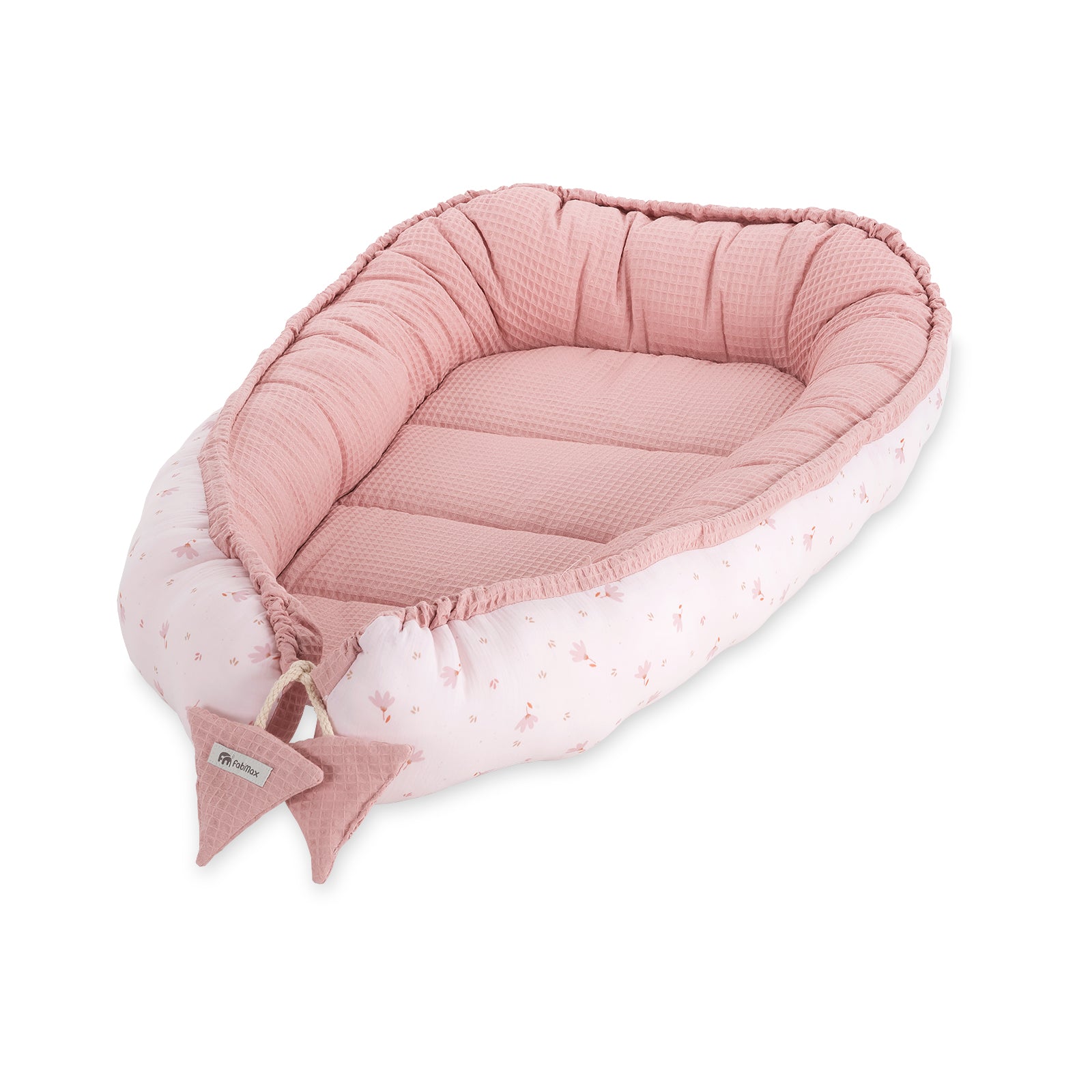 Waffel-/ Musselin Babynest Rosa Blümchen