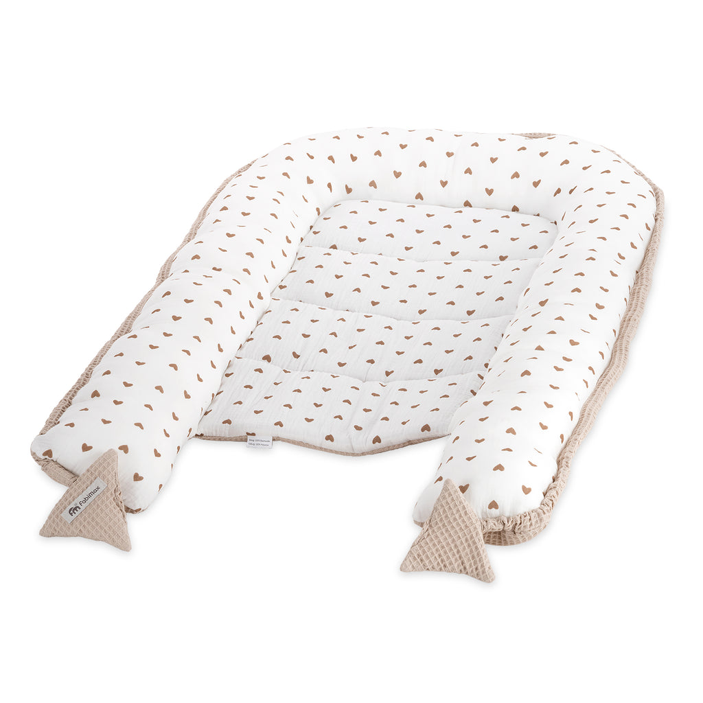 Waffel-/ Musselin Babynest Herzen