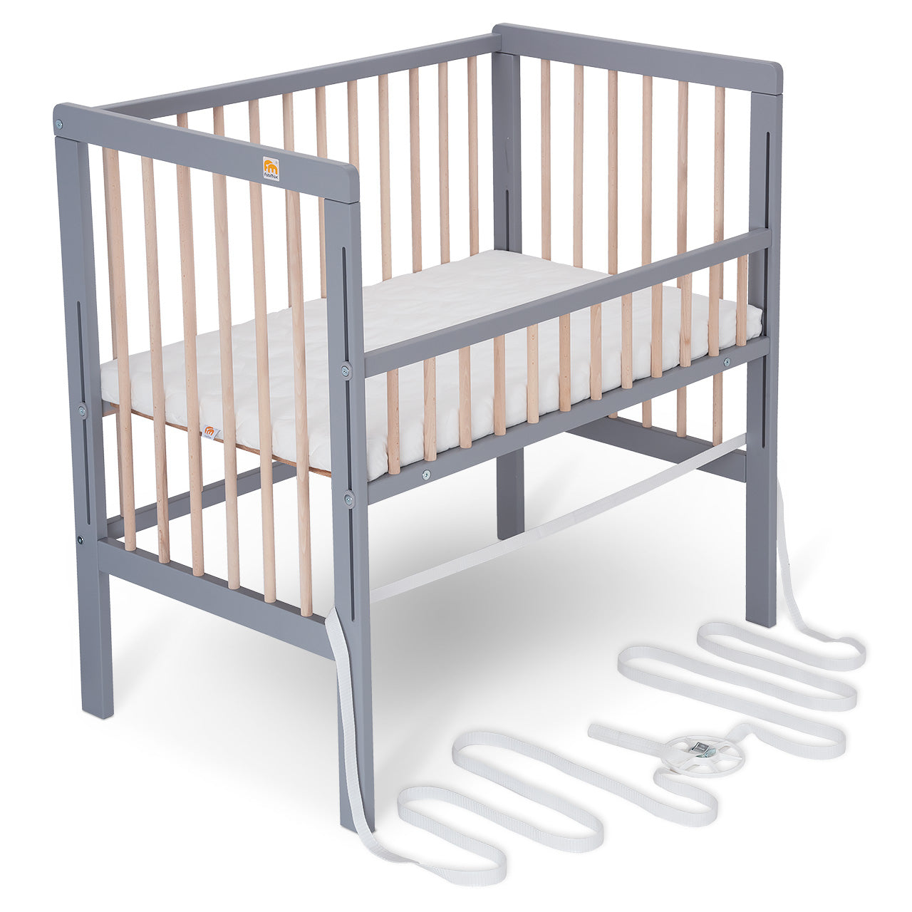 Beistellbett Boxspring Fix grau / natur