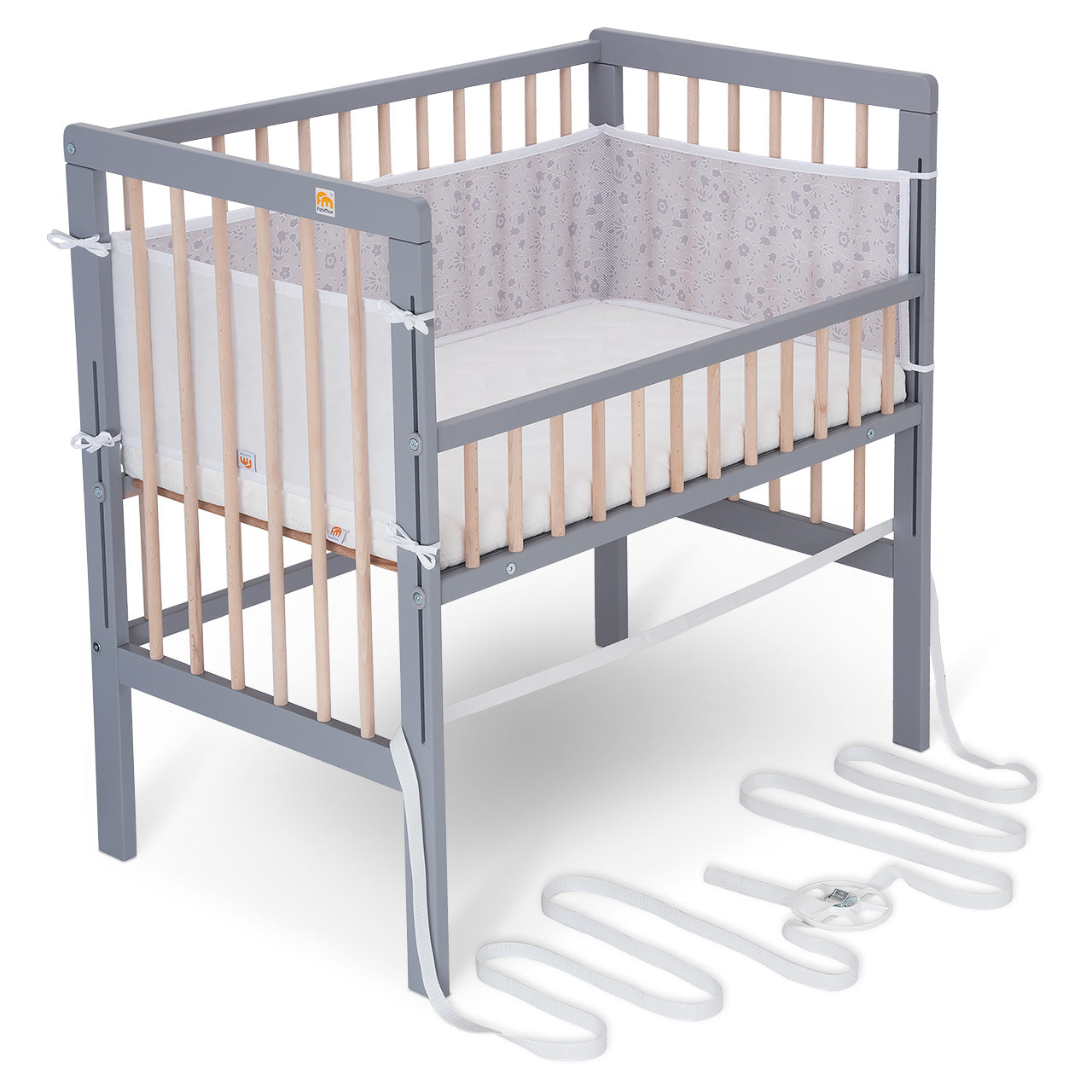 Beistellbett Boxspring Fix grau / natur