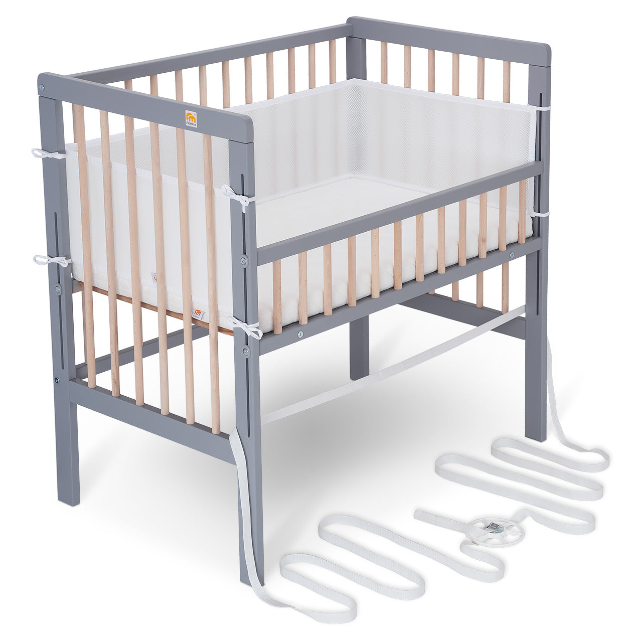 Beistellbett Boxspring Fix grau / natur