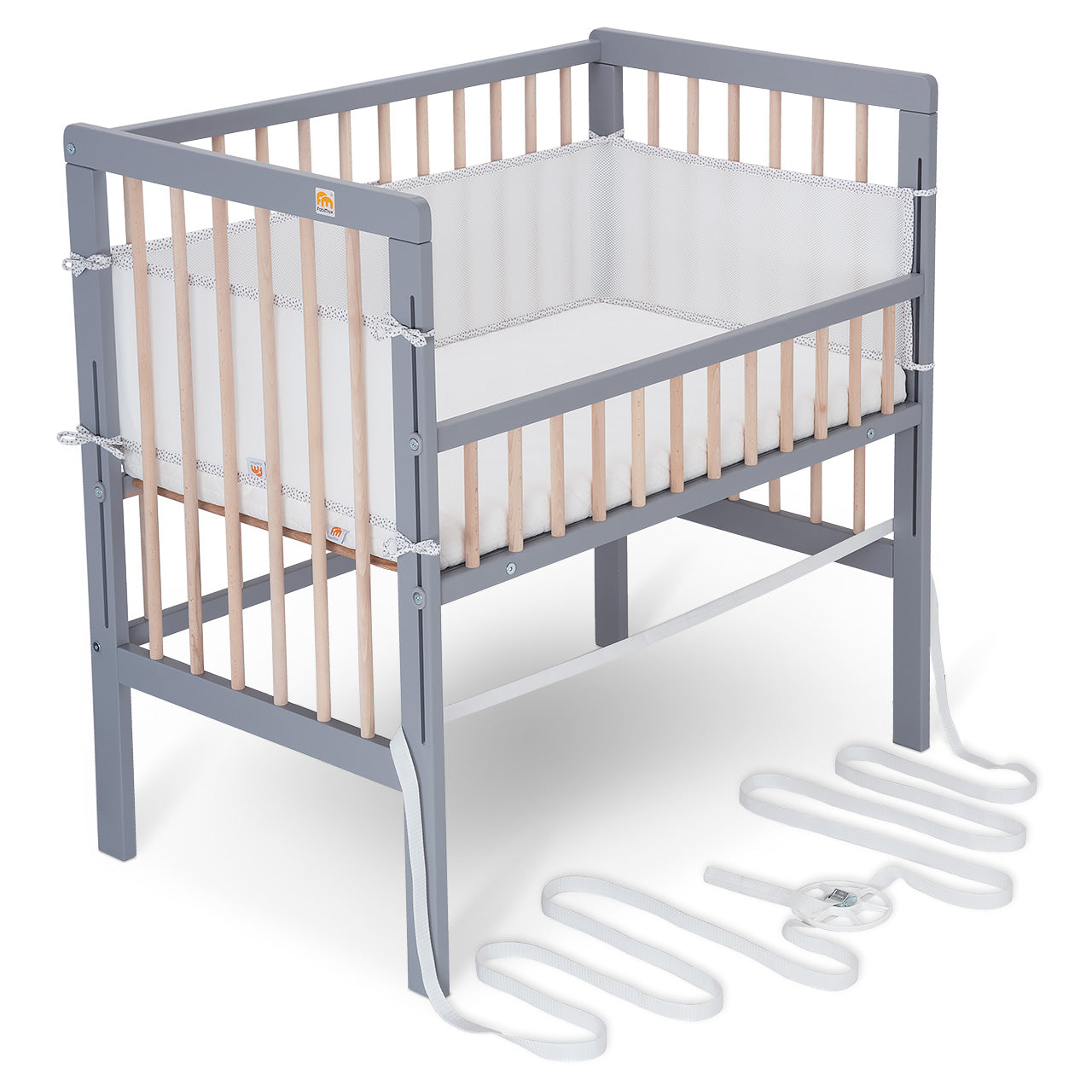 Beistellbett Boxspring Fix grau / natur