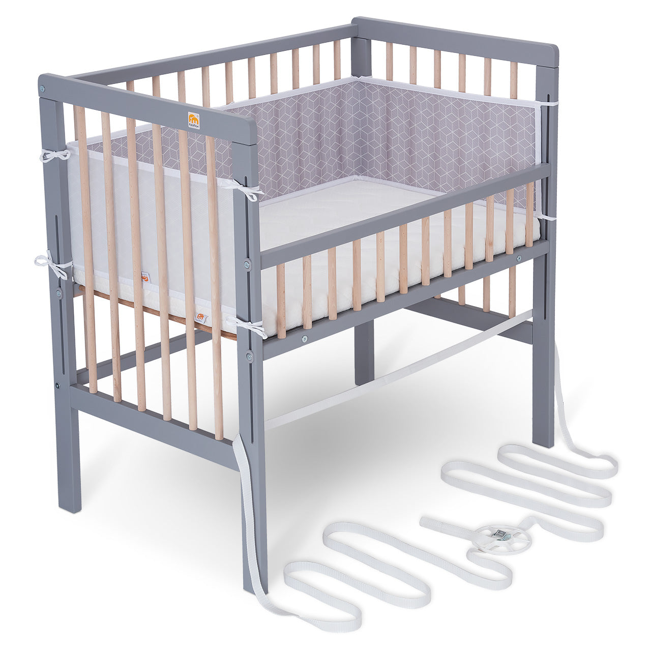 Beistellbett Boxspring Fix grau / natur