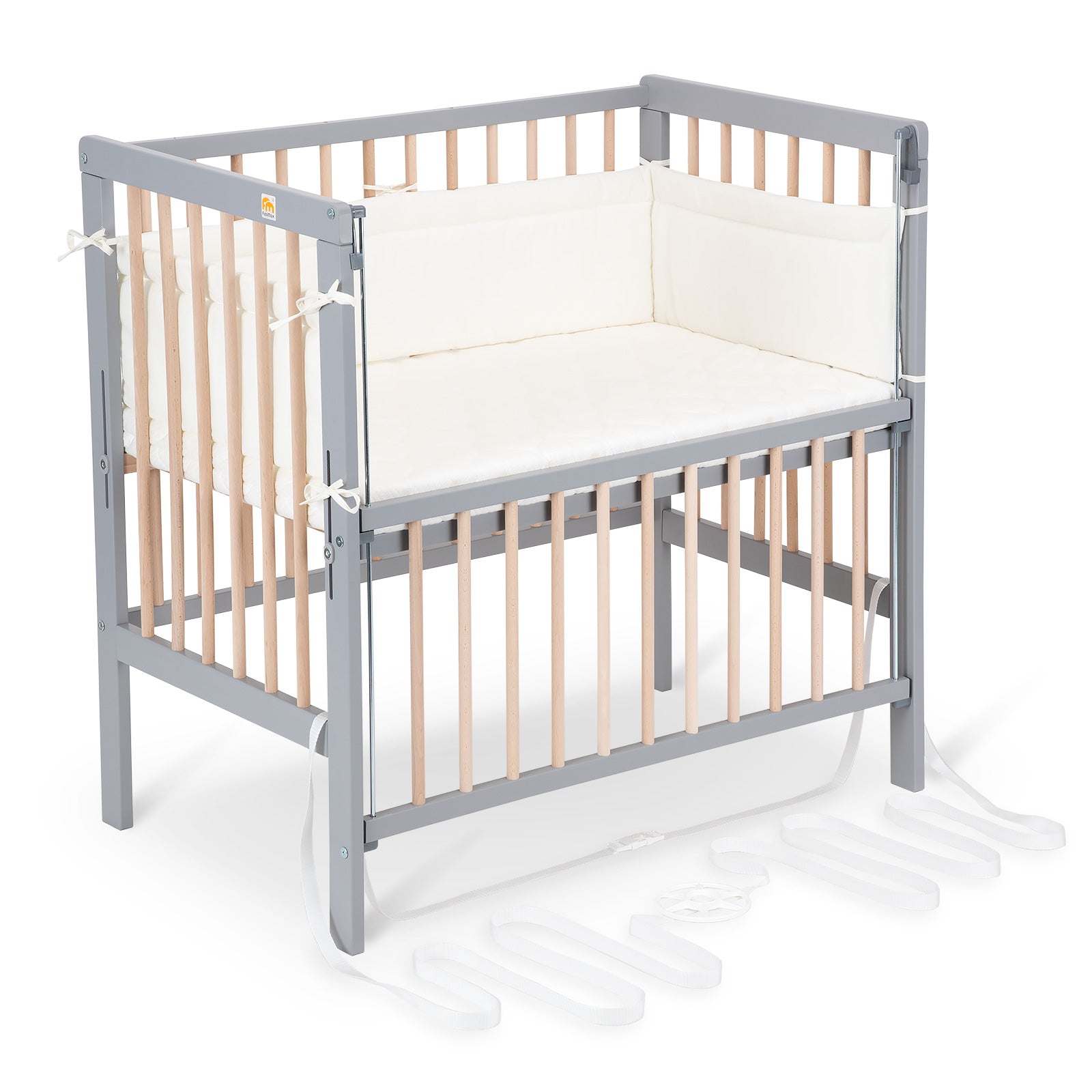 Beistellbett Boxspring Flex grau / natur