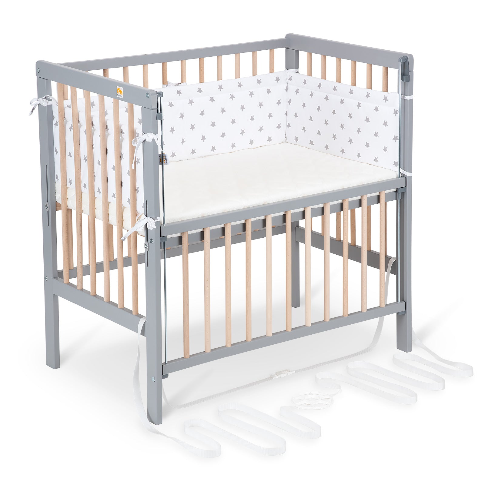 Beistellbett Boxspring Flex grau / natur