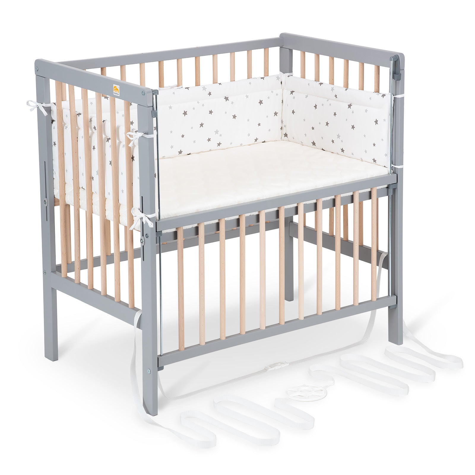 Beistellbett Boxspring Flex grau / natur