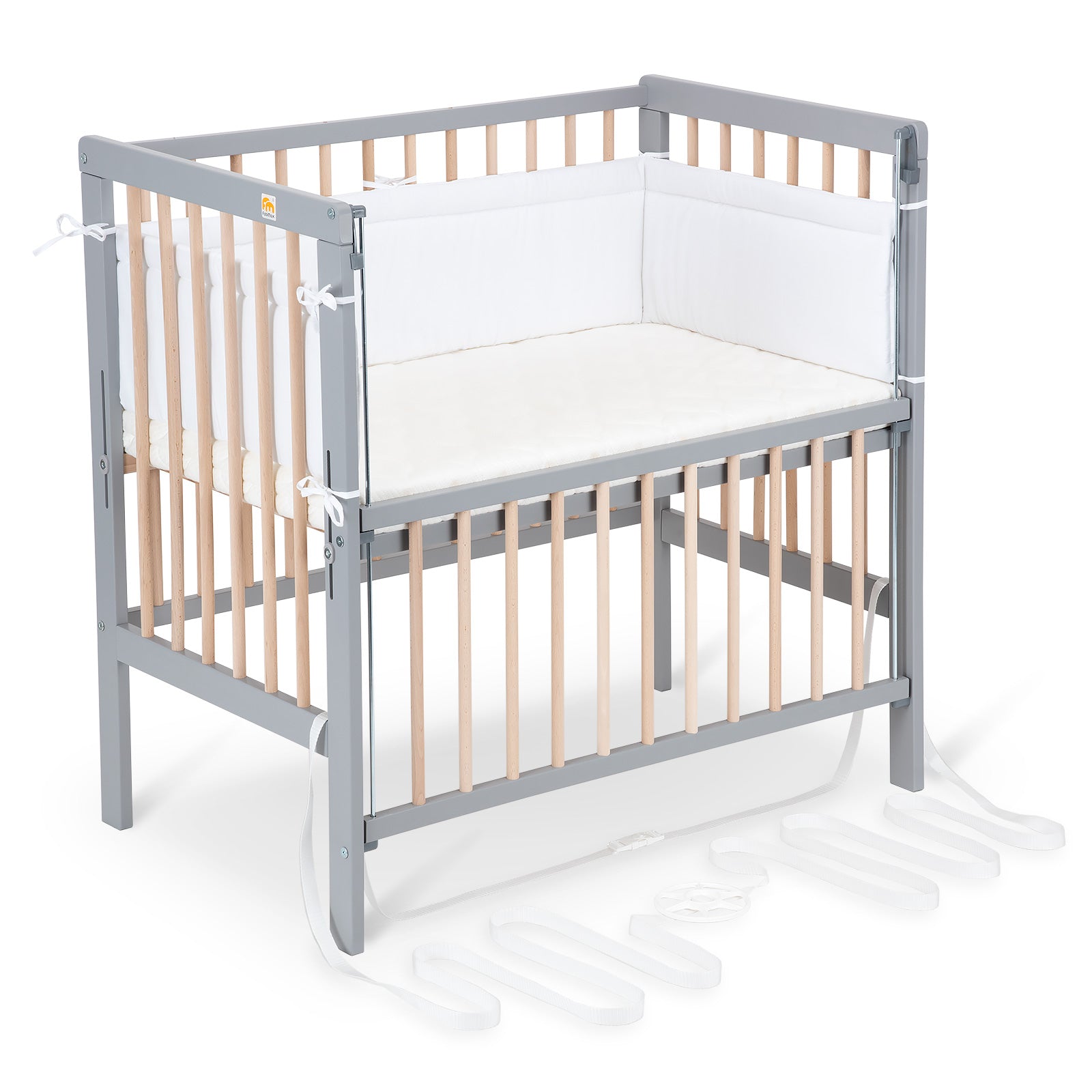 Beistellbett Boxspring Flex grau / natur