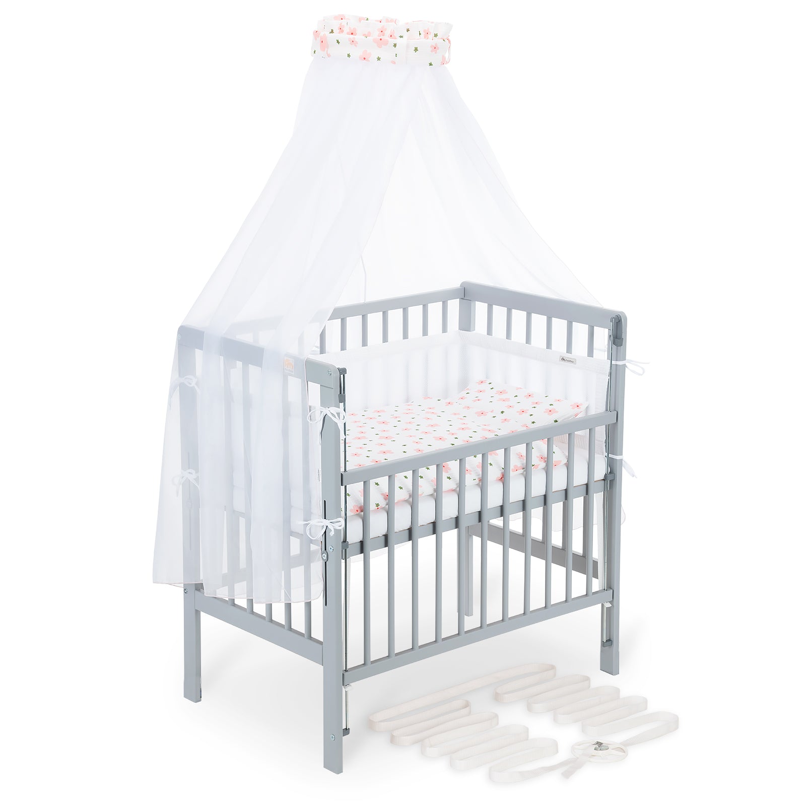 Beistellbett Boxspring Flex 26 grau Komplettset mit Decke / Kissen