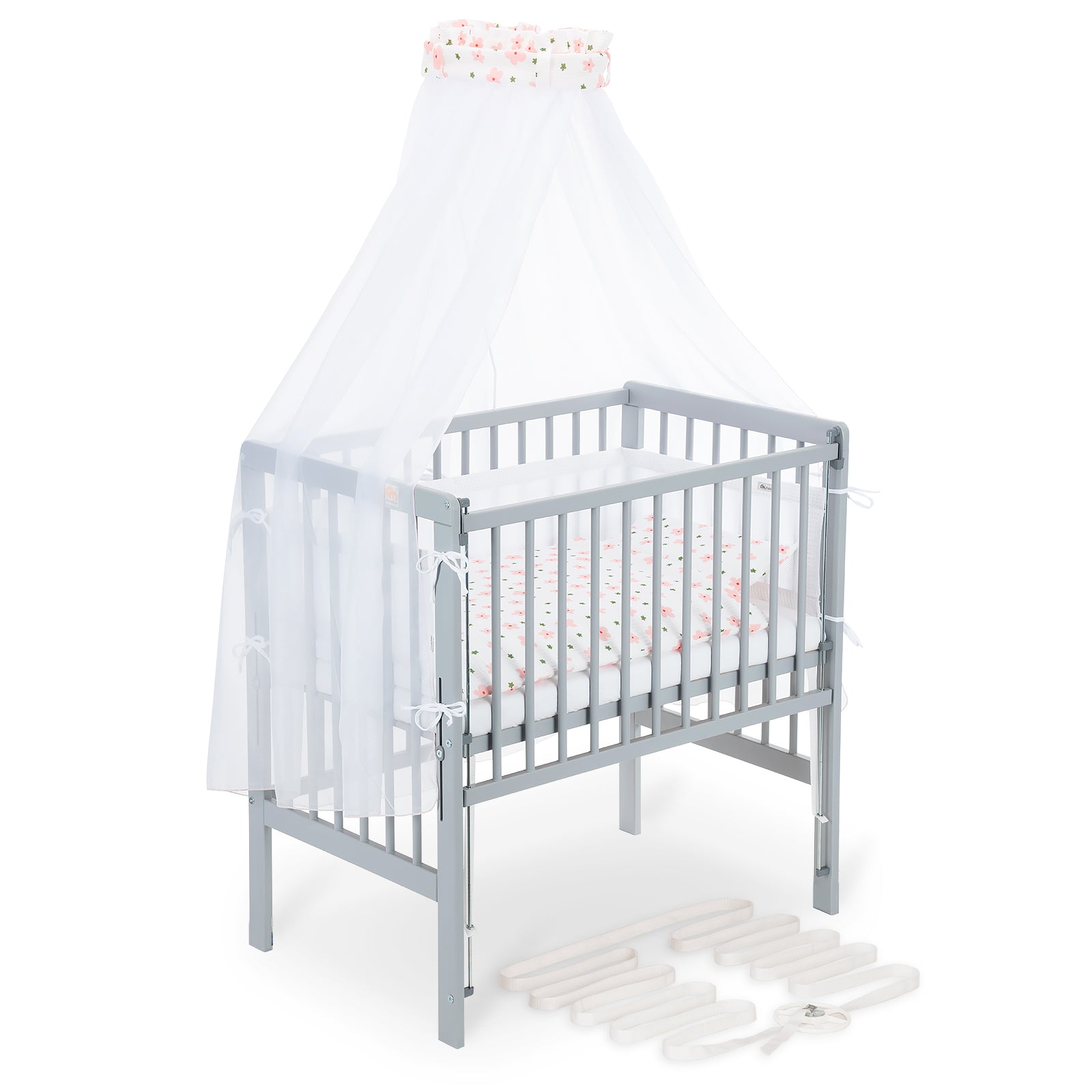 Boxspring Flex 26 grey bedside crib complete set with blanket / pillow