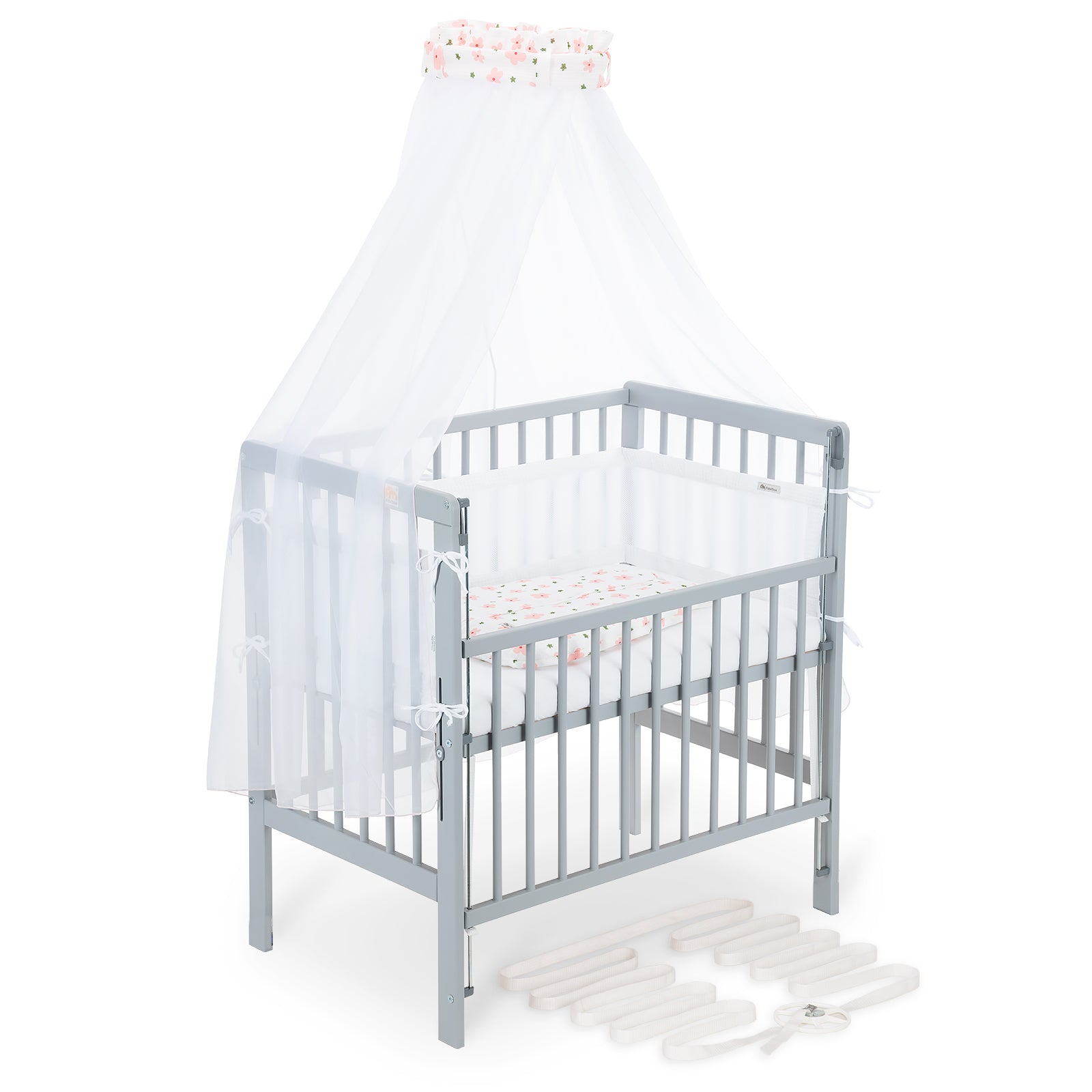 Beistellbett Boxspring Flex 26 grau Komplettset mit Schlafsack