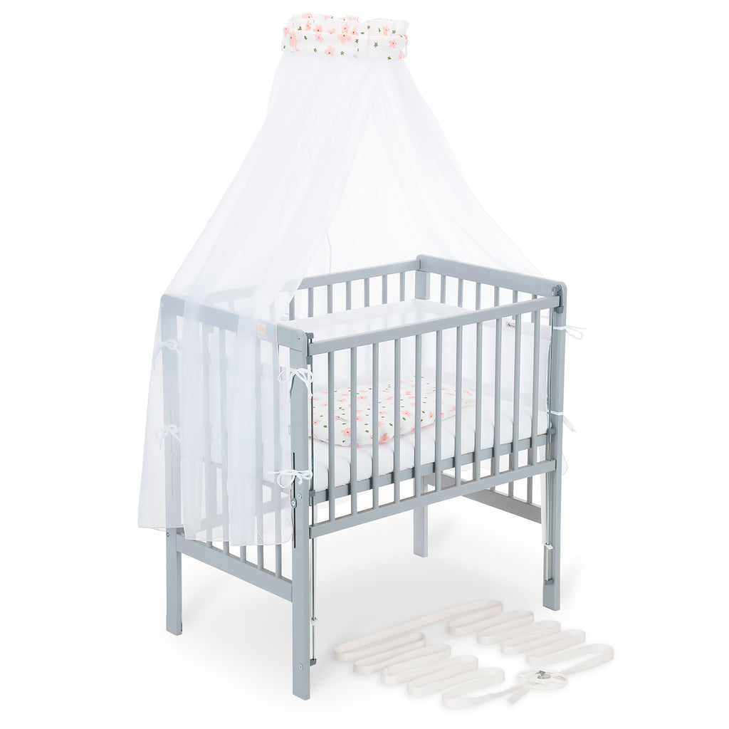 Beistellbett Boxspring Flex 26 grau Komplettset mit Schlafsack