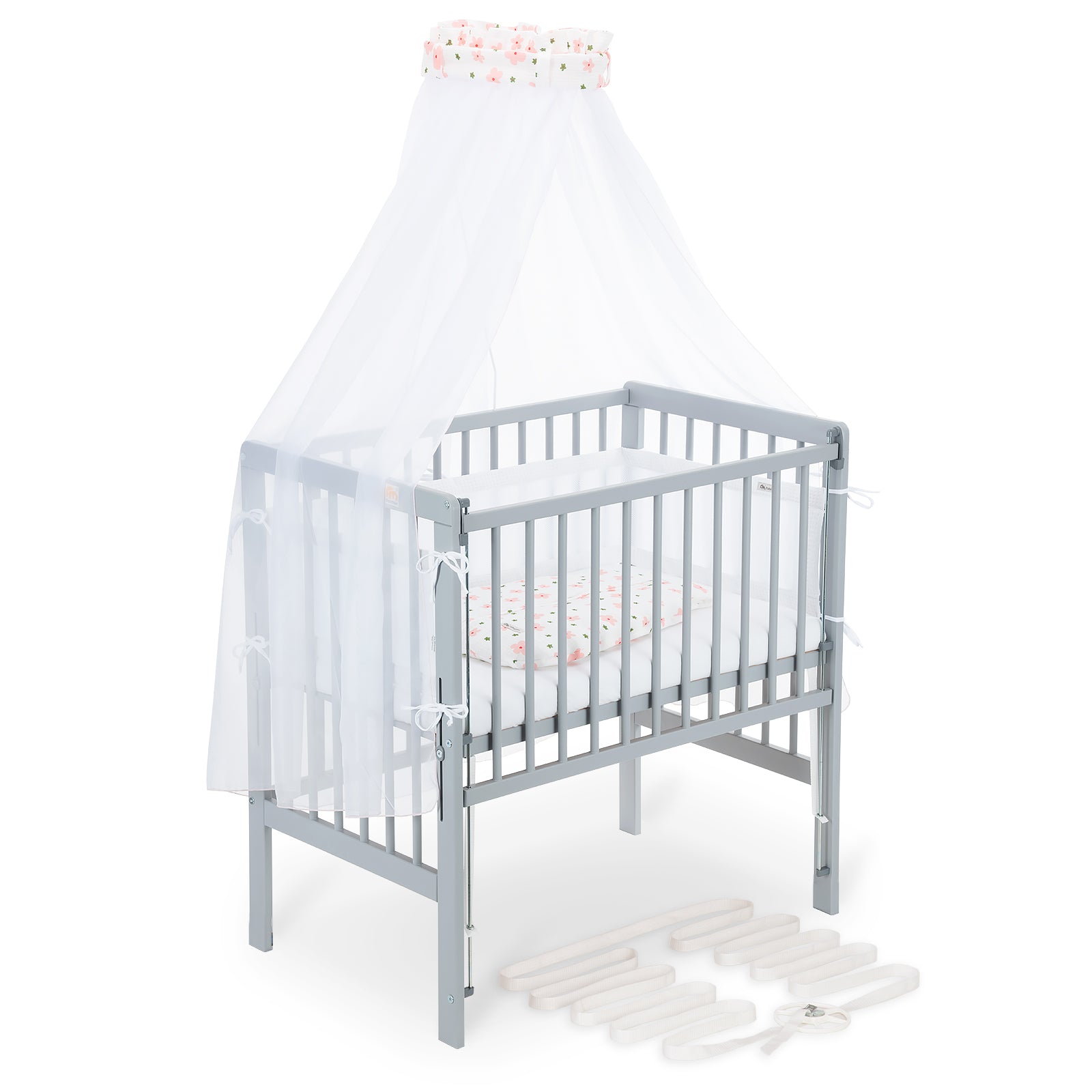 Beistellbett Boxspring Flex 26 grau Komplettset mit Schlafsack