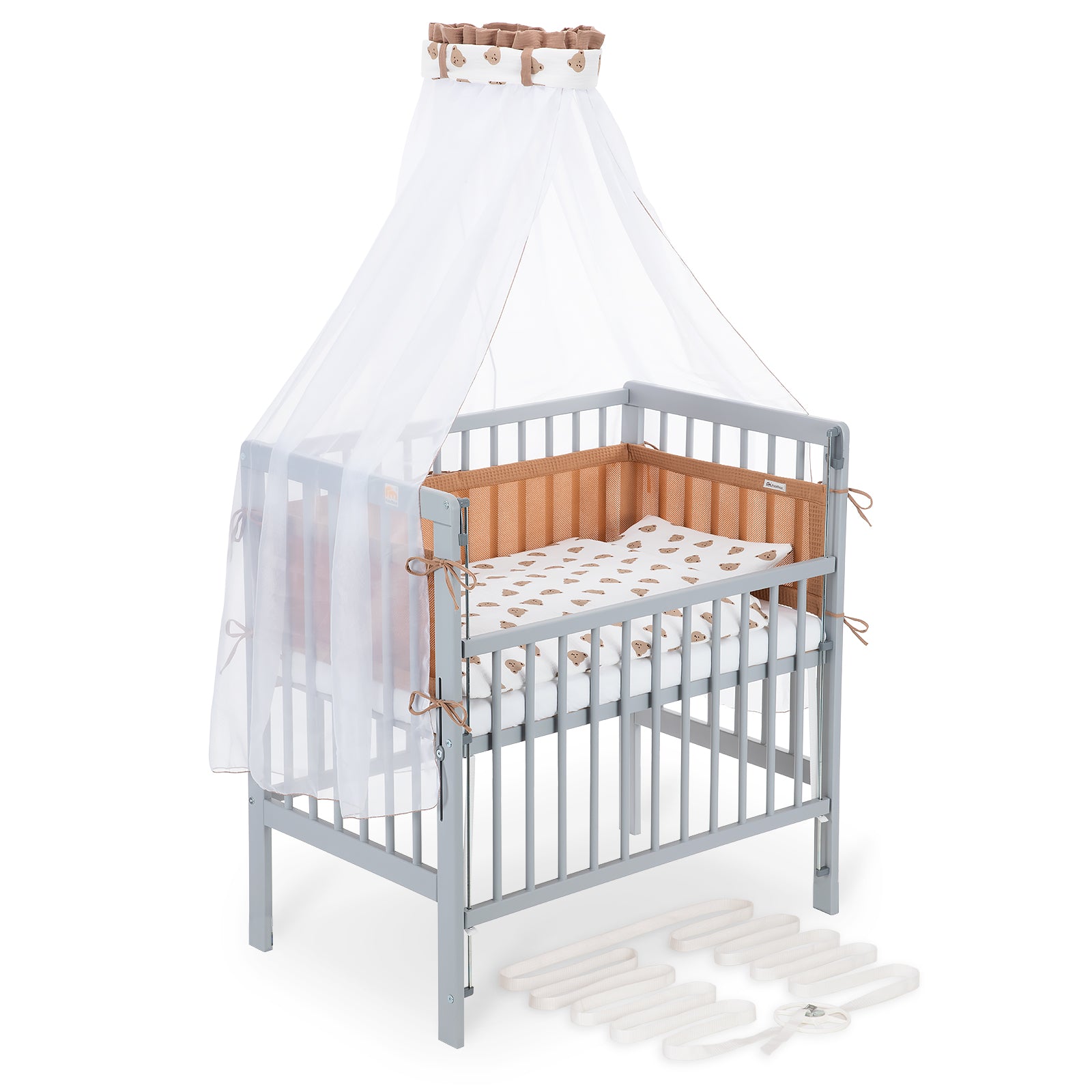 Beistellbett Boxspring Flex 26 grau Komplettset mit Decke / Kissen