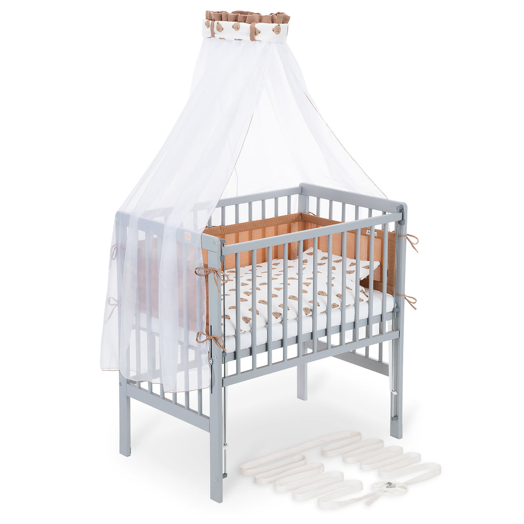 Boxspring Flex 26 grey bedside crib complete set with blanket / pillow