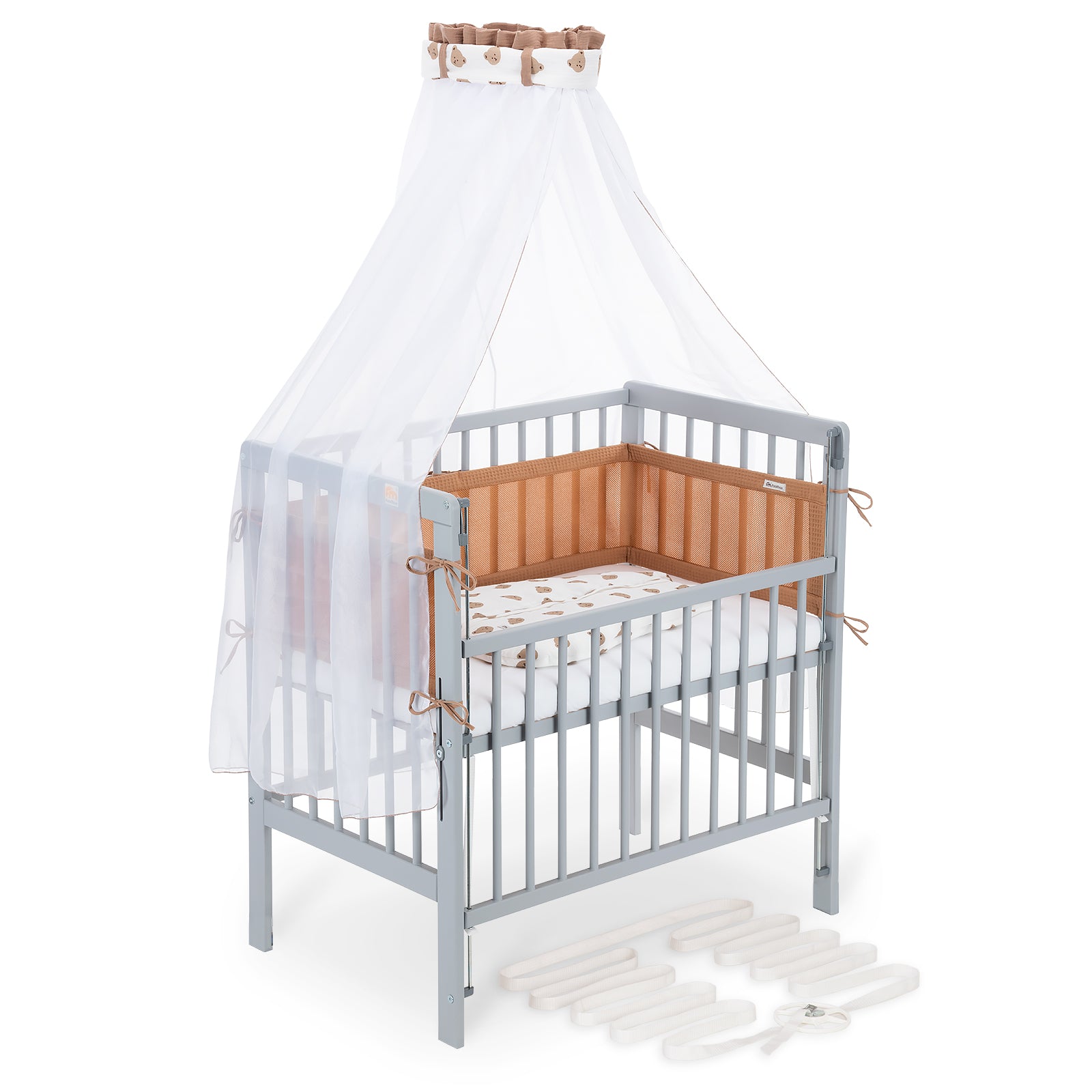 Beistellbett Boxspring Flex 26 grau Komplettset mit Schlafsack