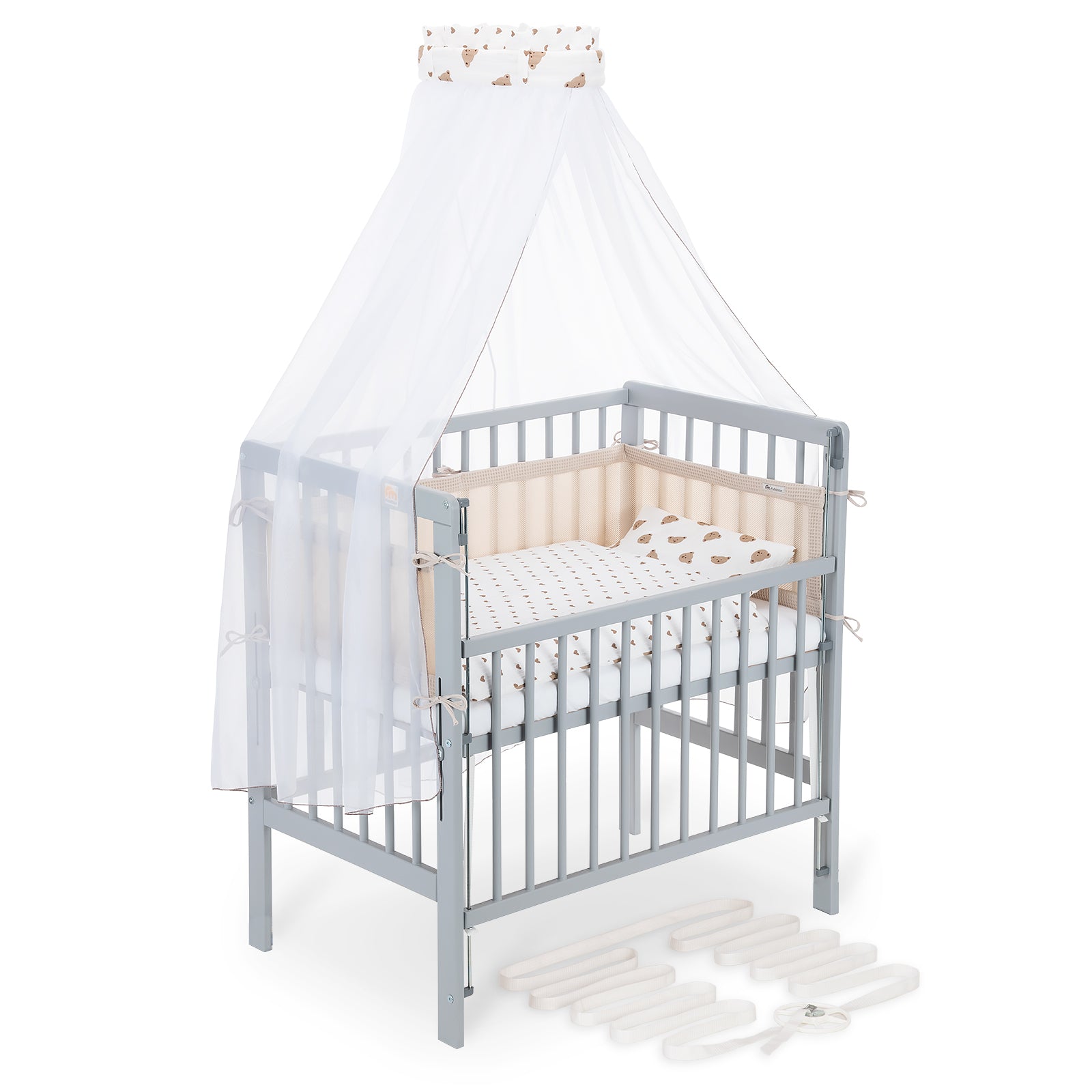 Beistellbett Boxspring Flex 26 grau Komplettset mit Decke / Kissen