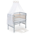 Beistellbett Boxspring Flex 26 grau Komplettset mit Schlafsack