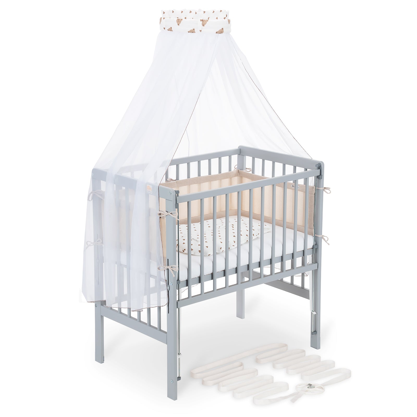 Beistellbett Boxspring Flex 26 grau Komplettset mit Schlafsack