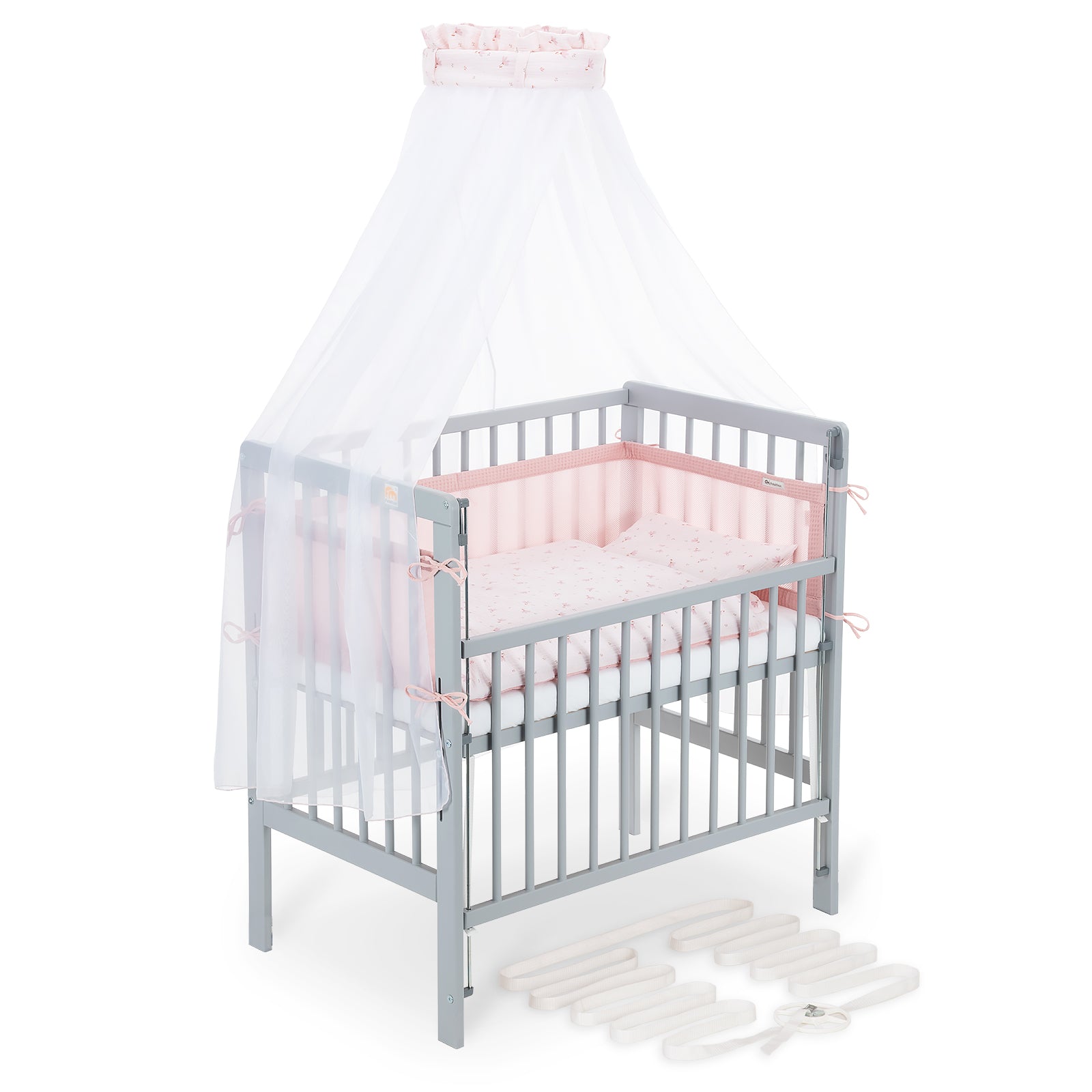 Beistellbett Boxspring Flex 26 grau Komplettset mit Decke / Kissen