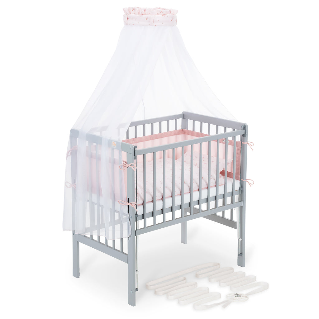 Boxspring Flex 26 grey bedside crib complete set with blanket / pillow