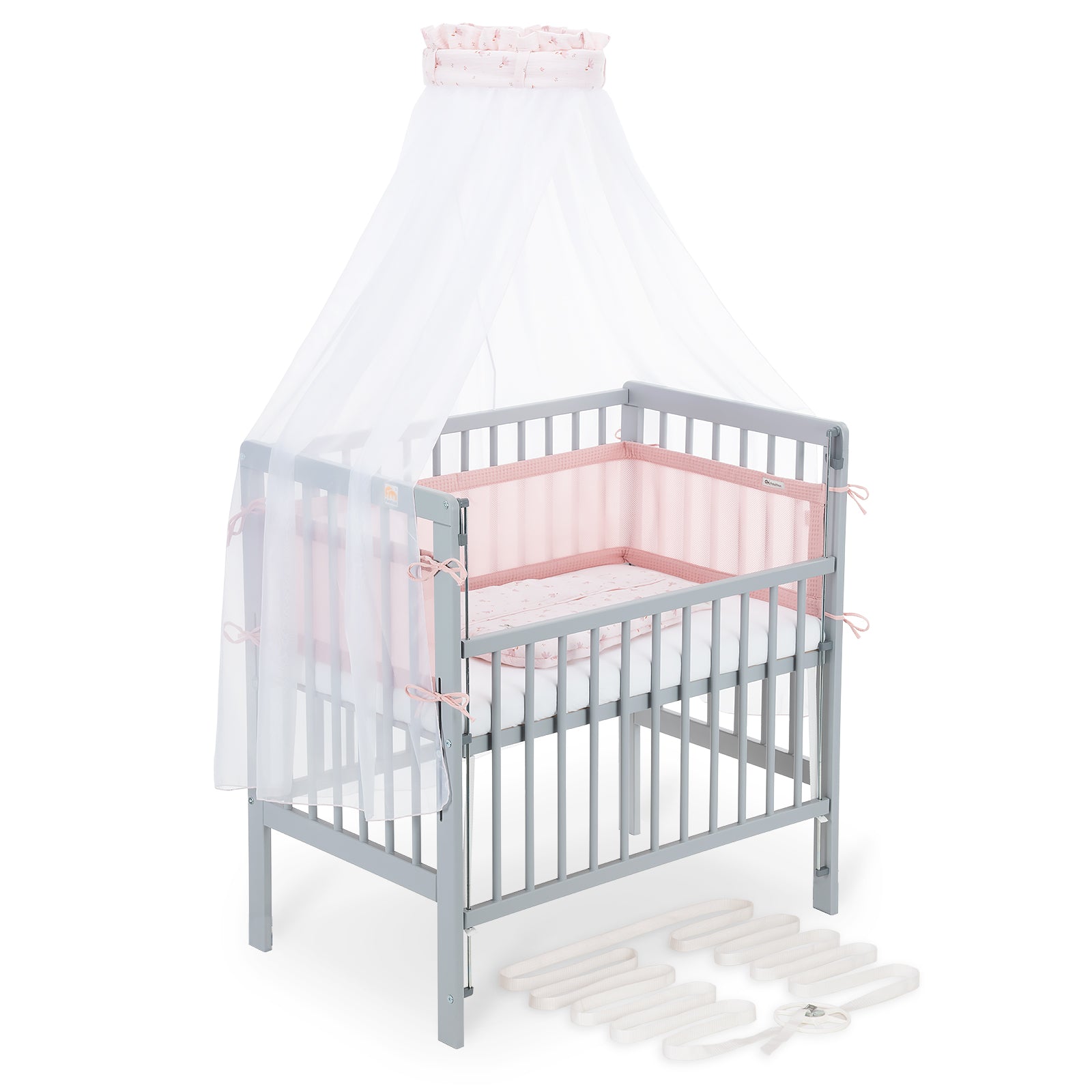 Beistellbett Boxspring Flex 26 grau Komplettset mit Schlafsack