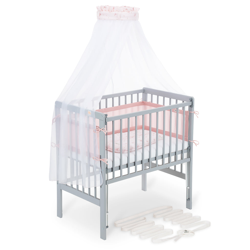 Beistellbett Boxspring Flex 26 grau Komplettset mit Schlafsack