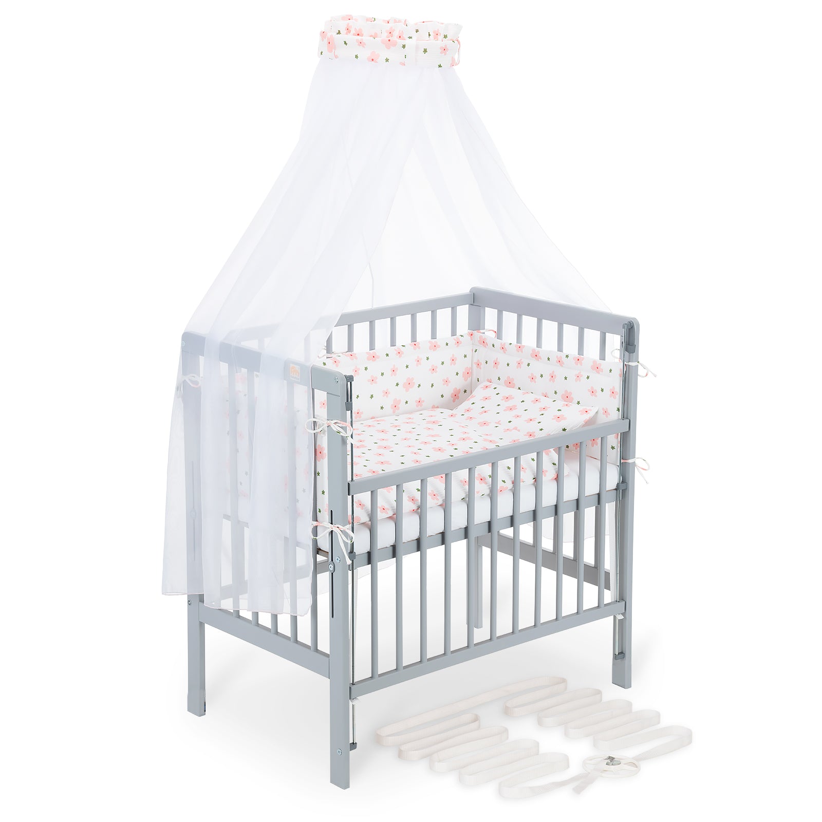 Beistellbett Boxspring Flex 26 grau Komplettset mit Decke / Kissen