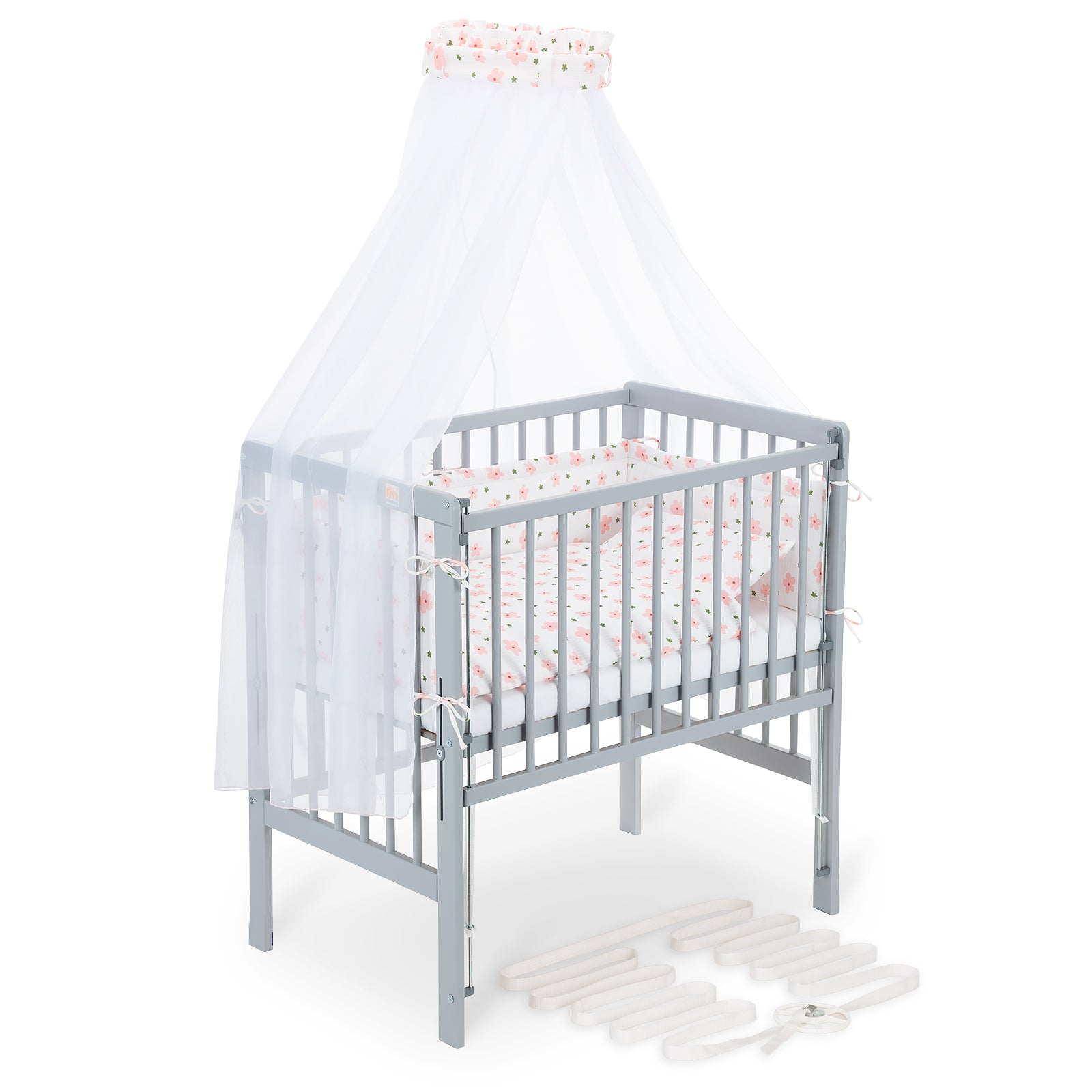 Boxspring Flex 26 grey bedside crib complete set with blanket / pillow