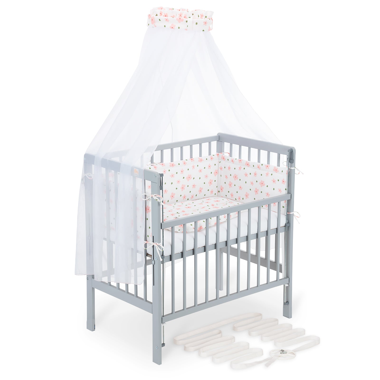 Beistellbett Boxspring Flex 26 grau Komplettset mit Schlafsack