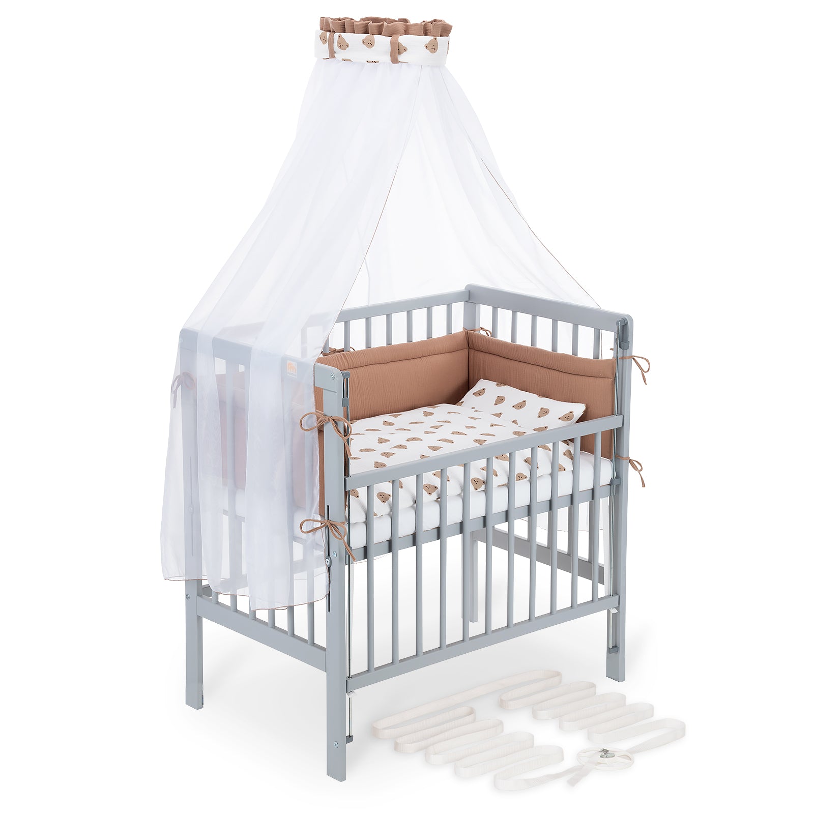 Beistellbett Boxspring Flex 26 grau Komplettset mit Decke / Kissen