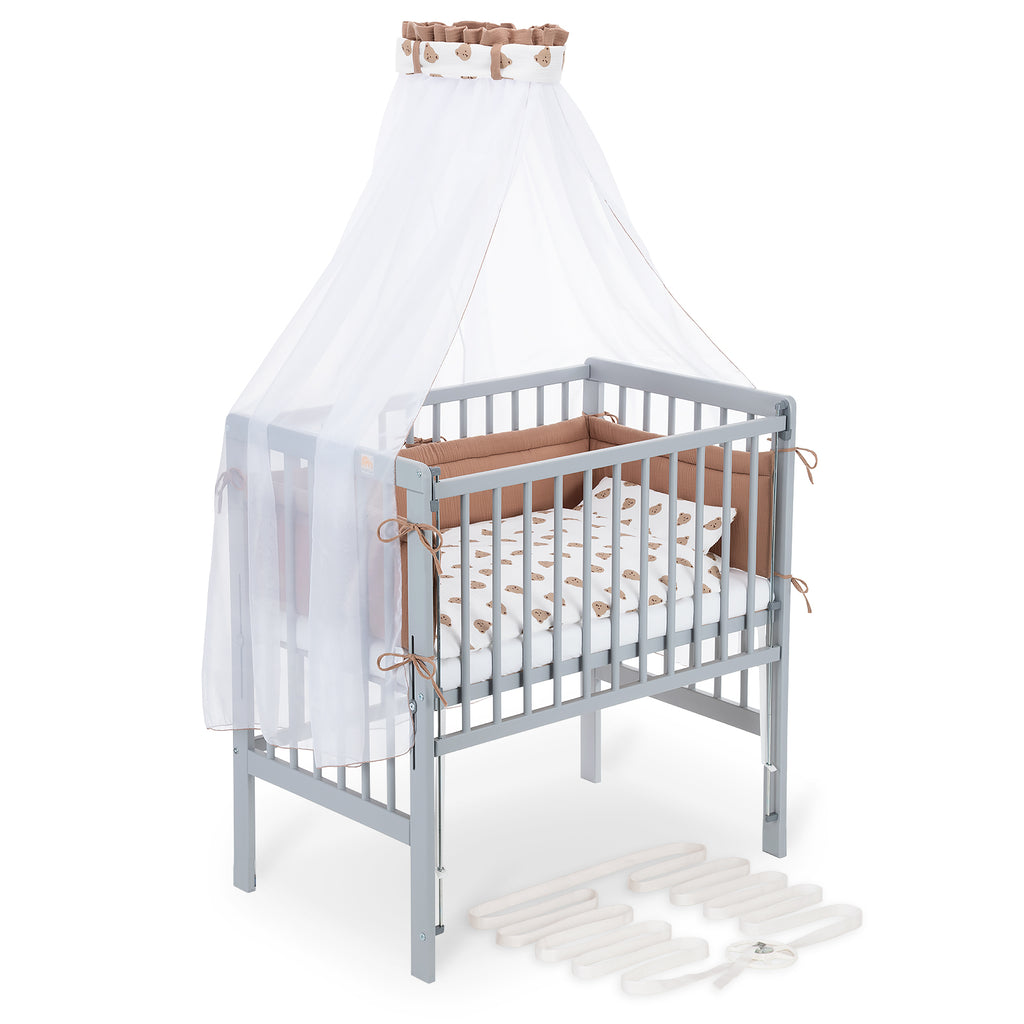 Boxspring Flex 26 grey bedside crib complete set with blanket / pillow