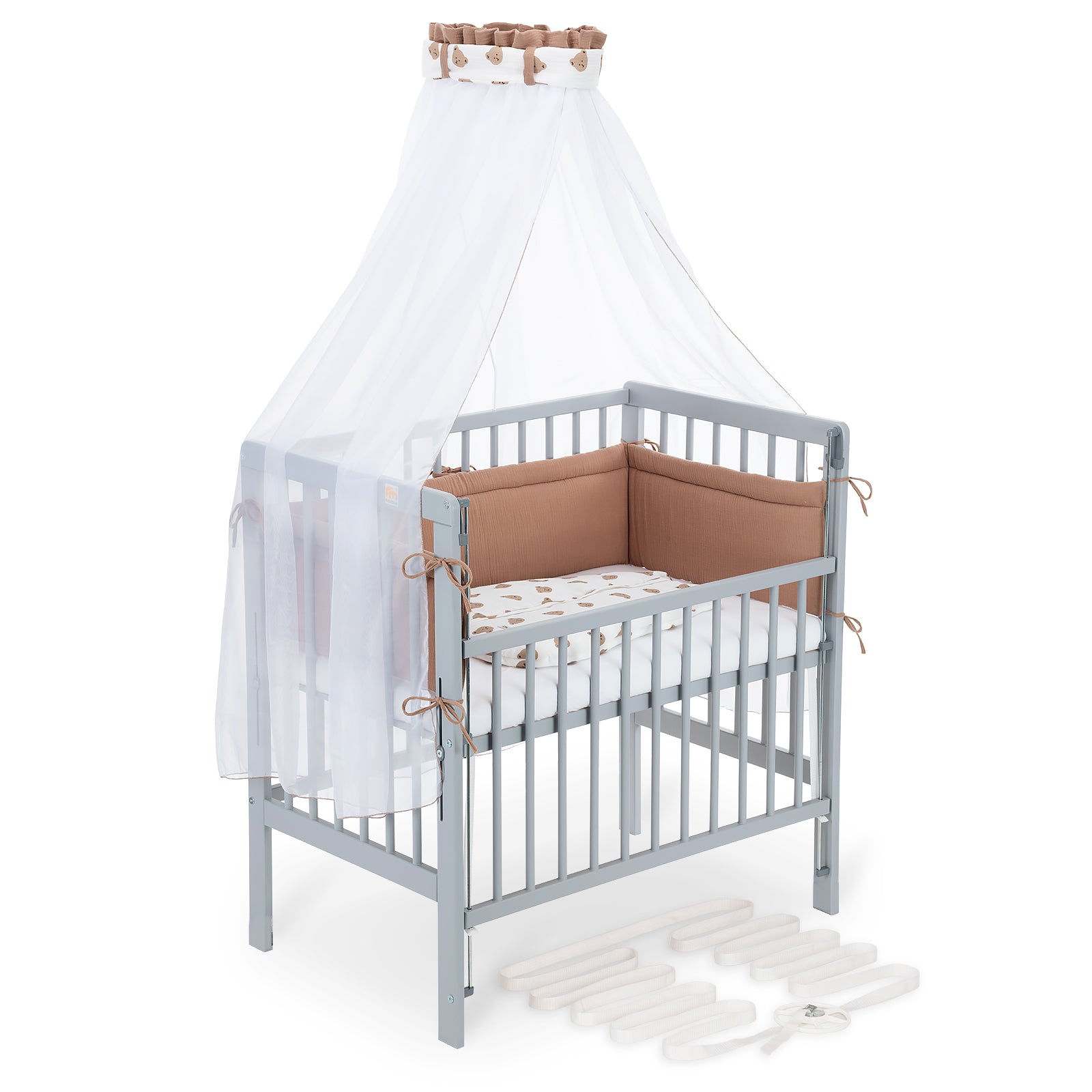 Beistellbett Boxspring Flex 26 grau Komplettset mit Schlafsack