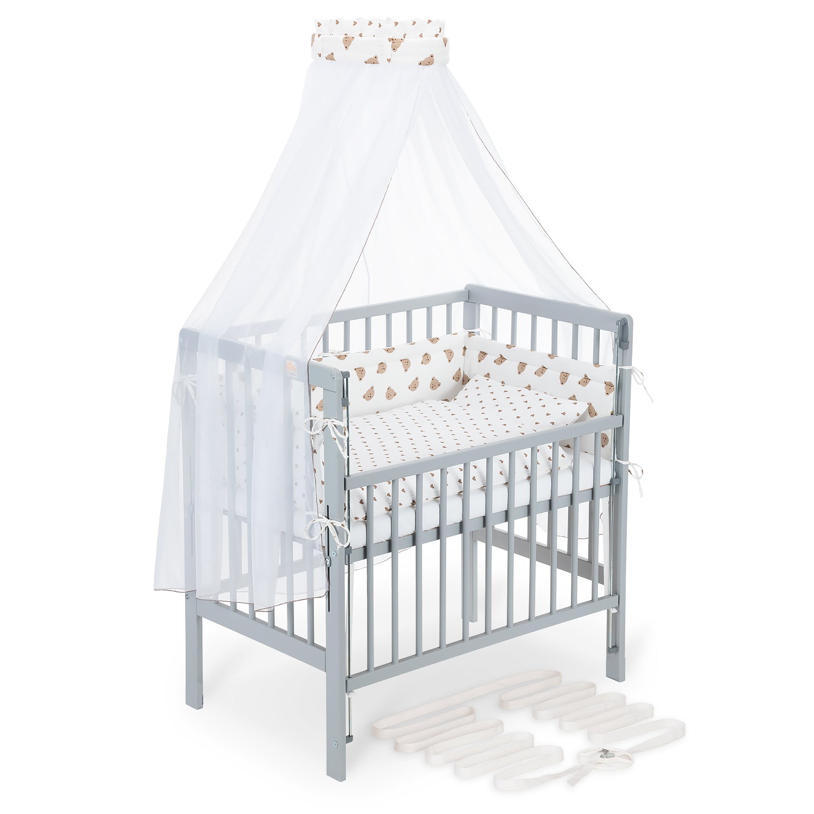 Beistellbett Boxspring Flex 26 grau Komplettset mit Decke / Kissen